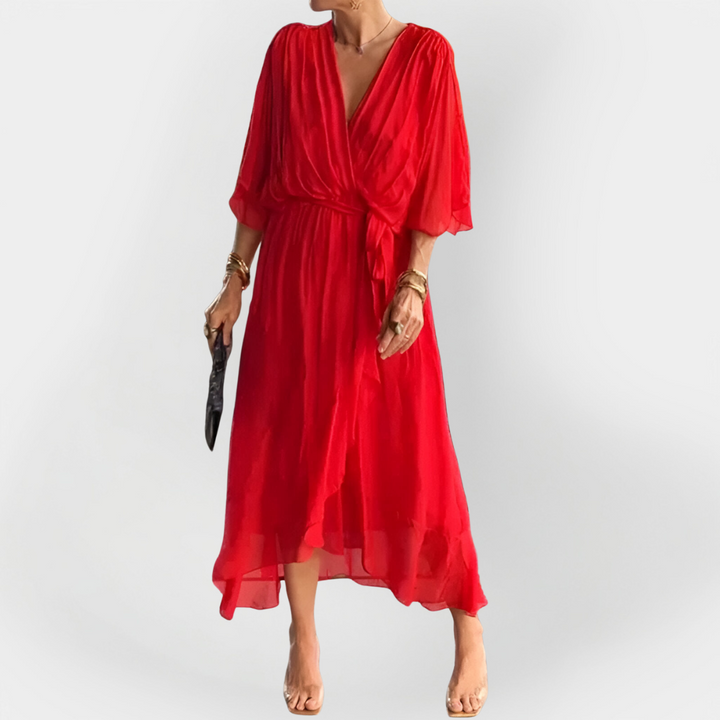 Sinéad – Silk Dress with V-Neck
