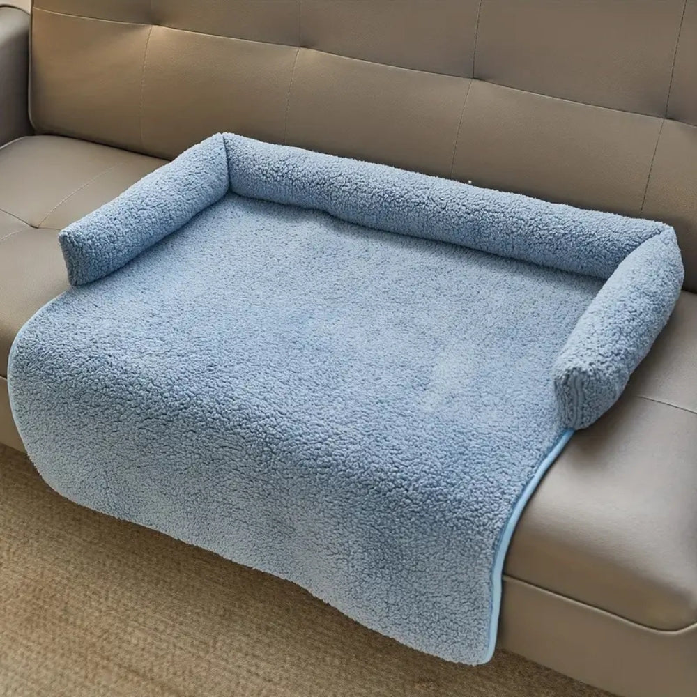 Protective Plush Sofa Cover with Dog Bed