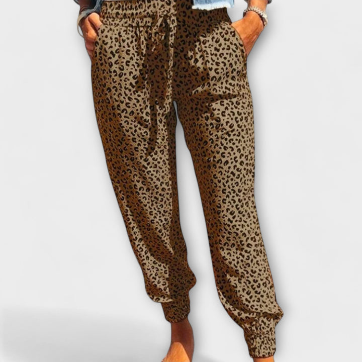 Niamh – Wide-Leg Leopard Print Trousers