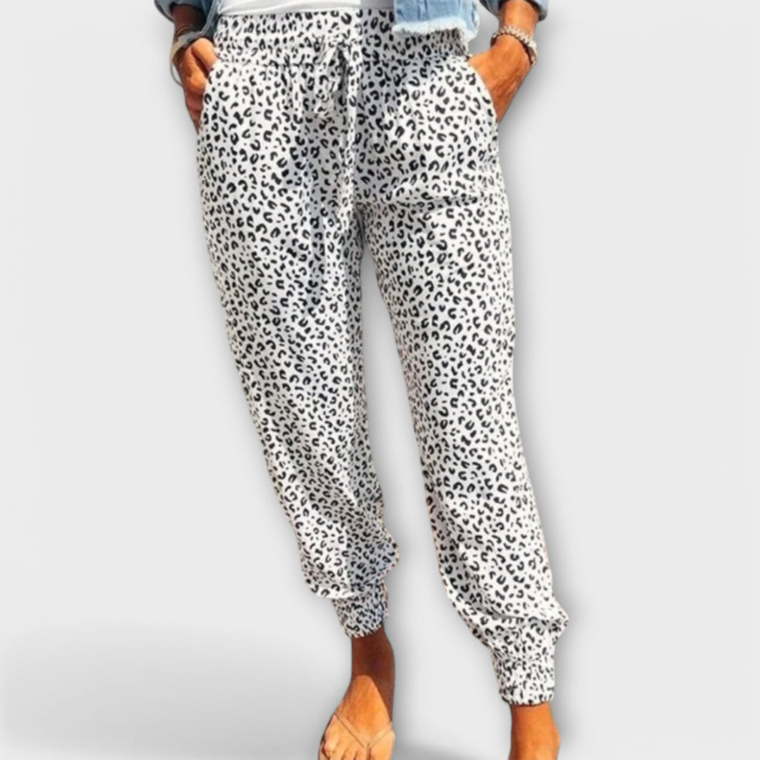 Niamh – Wide-Leg Leopard Print Trousers