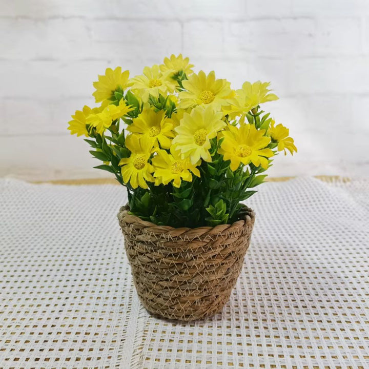Artificial Flowers in Woven Pots