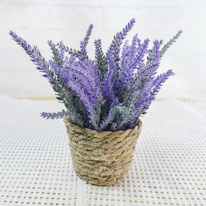 Artificial Flowers in Woven Pots