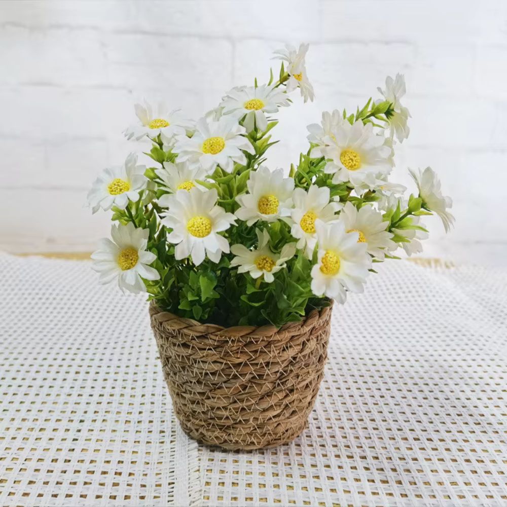 Artificial Flowers in Woven Pots