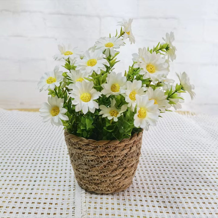 Artificial Flowers in Woven Pots