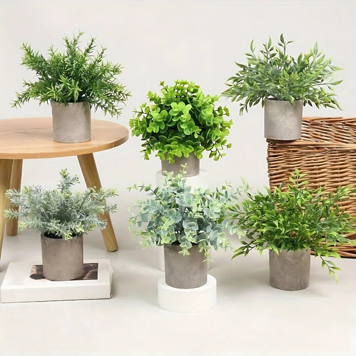 Artificial Plants in Modern Pots (Set of 3)