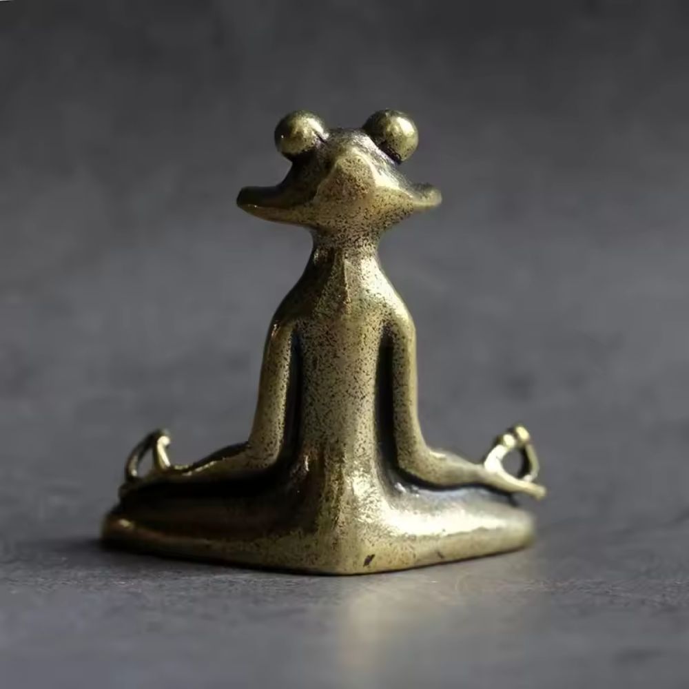 Brass Meditating Frog Figurine