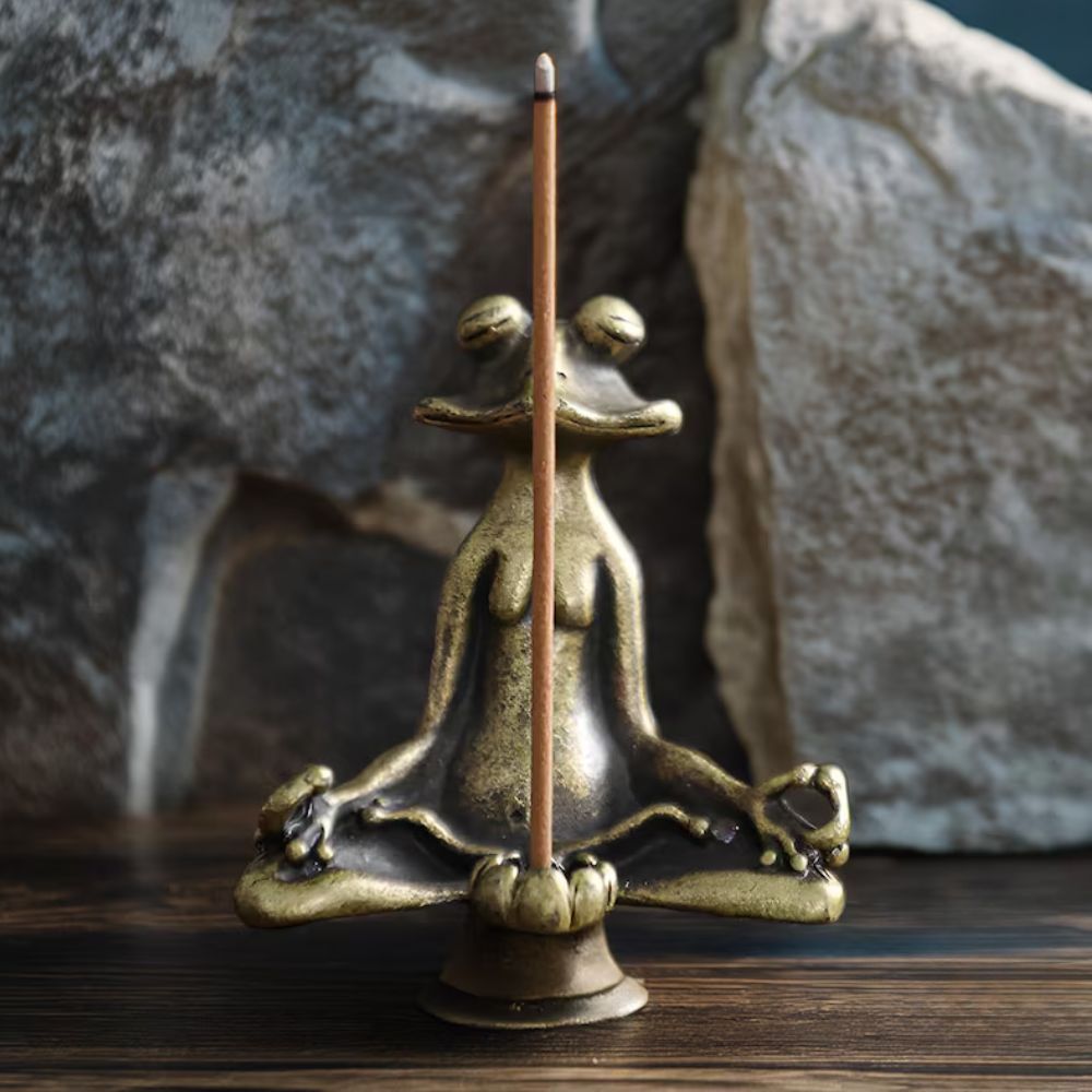 Brass Meditating Frog Figurine