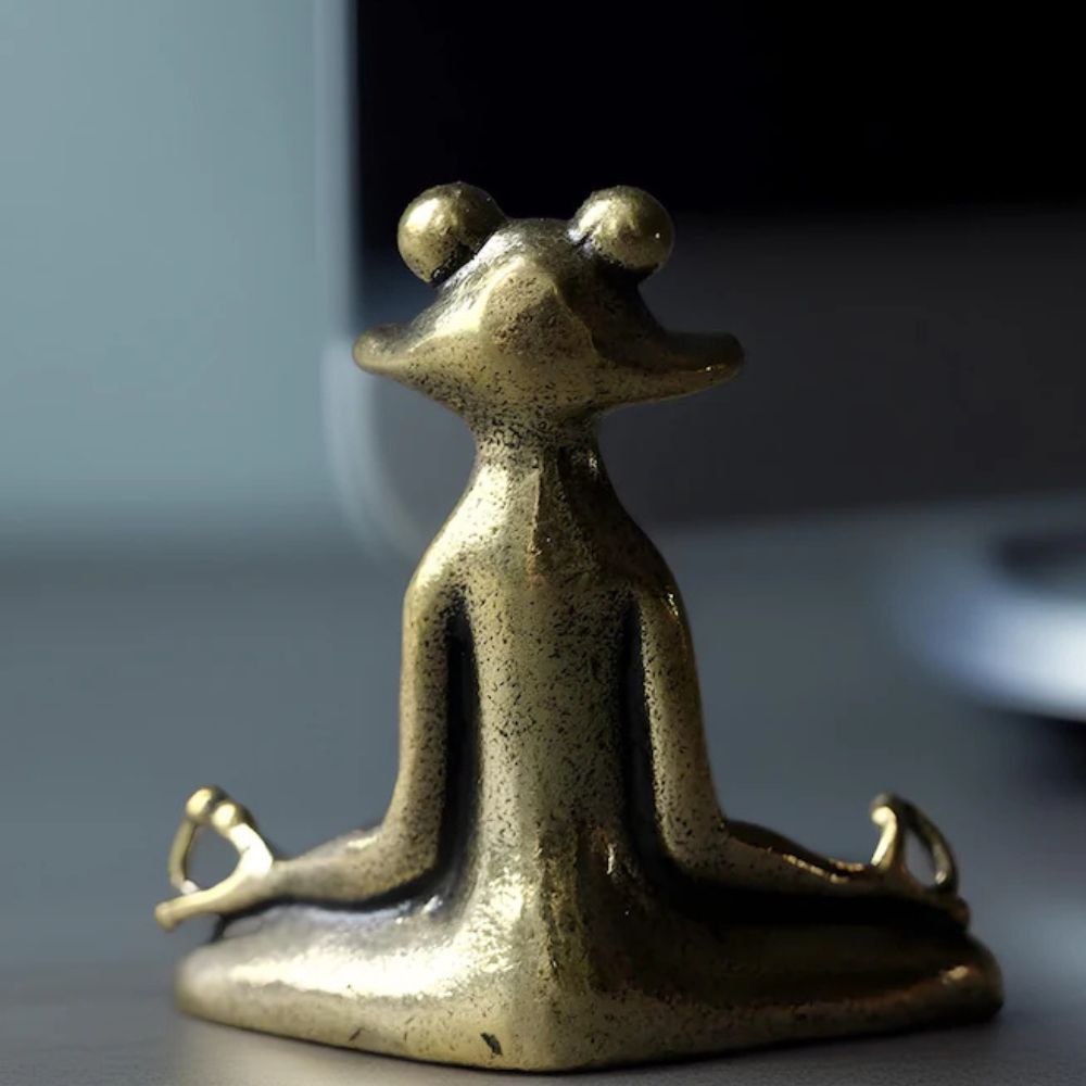 Brass Meditating Frog Figurine