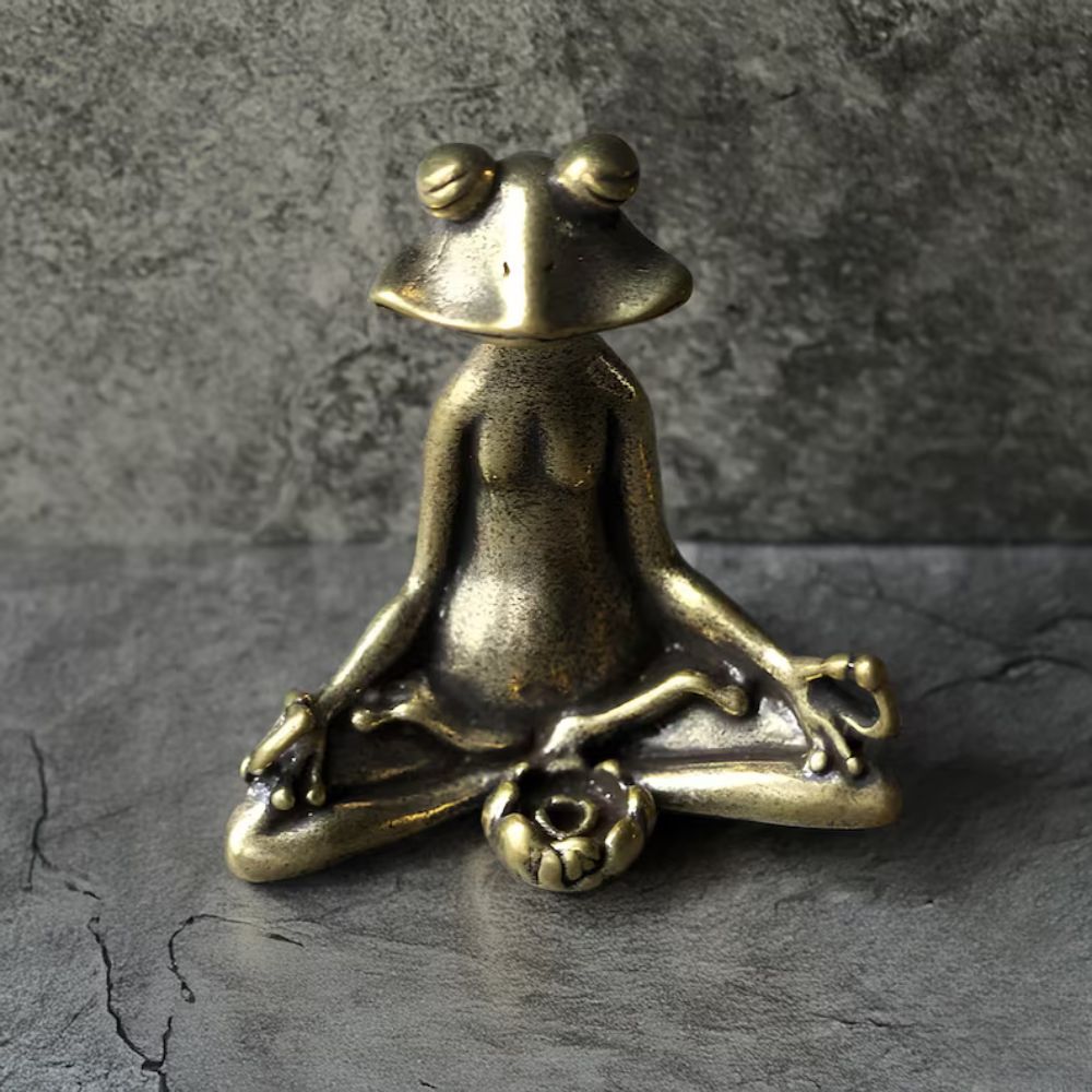 Brass Meditating Frog Figurine