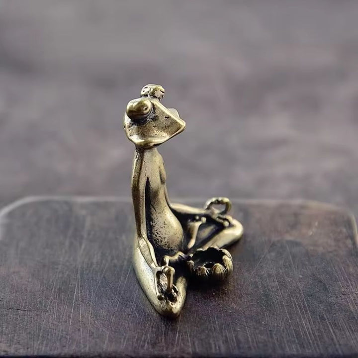 Brass Meditating Frog Figurine