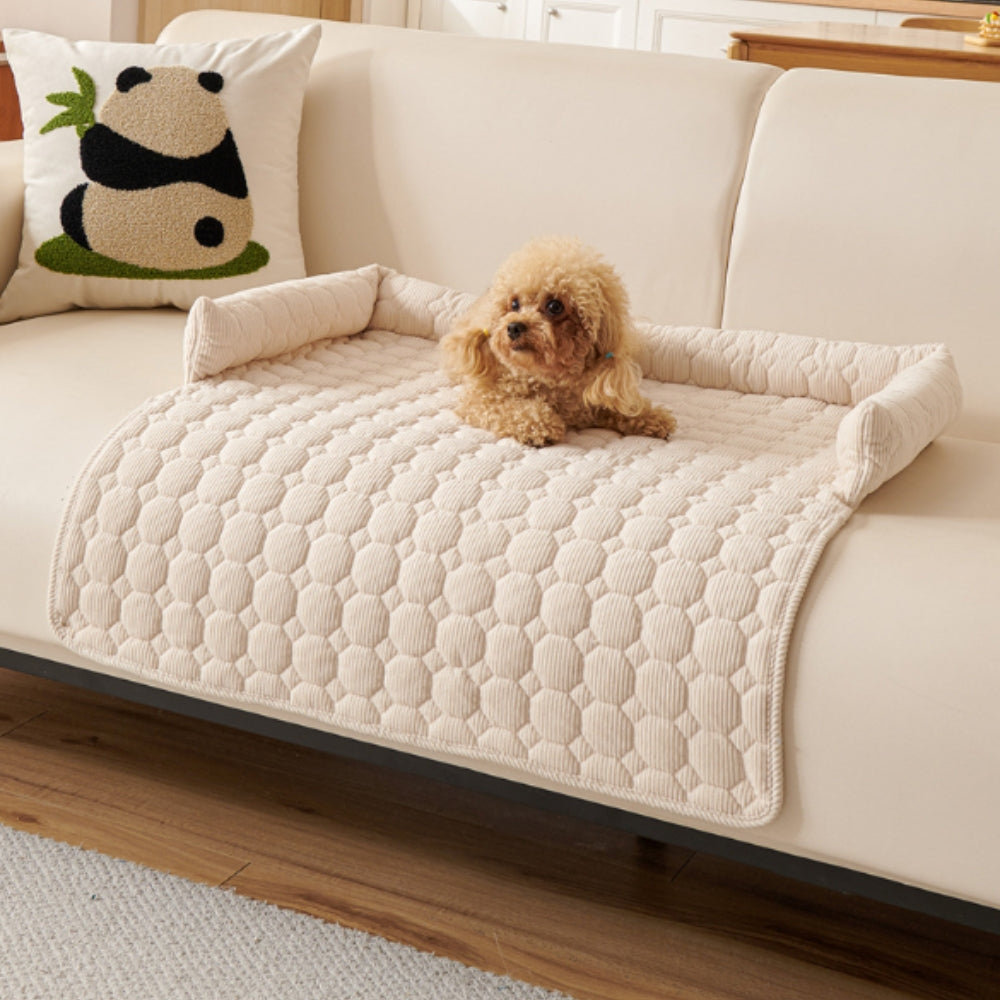 Quilted Protective Sofa Cover with Pet Bed – Green