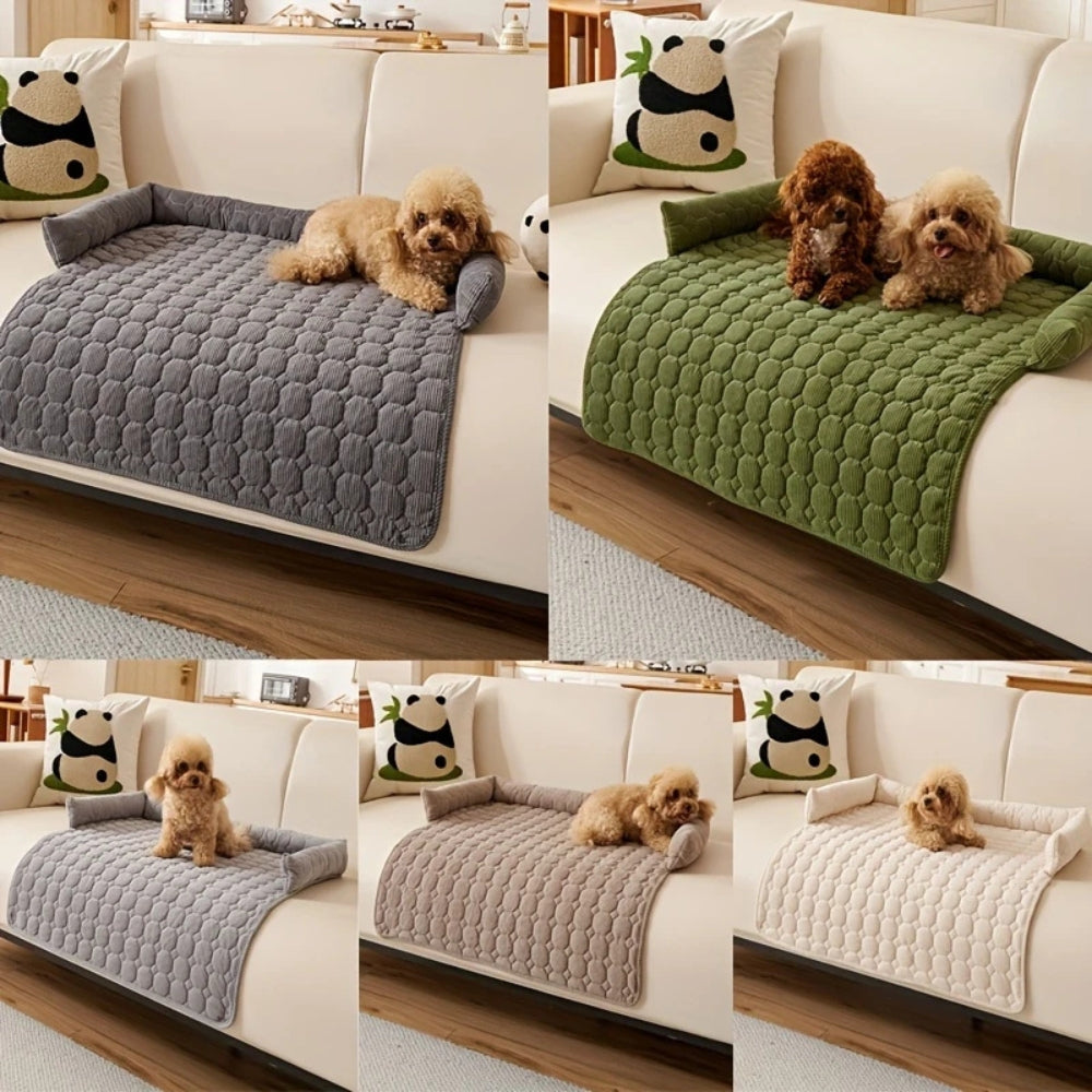 Quilted Protective Sofa Cover with Pet Bed – Green