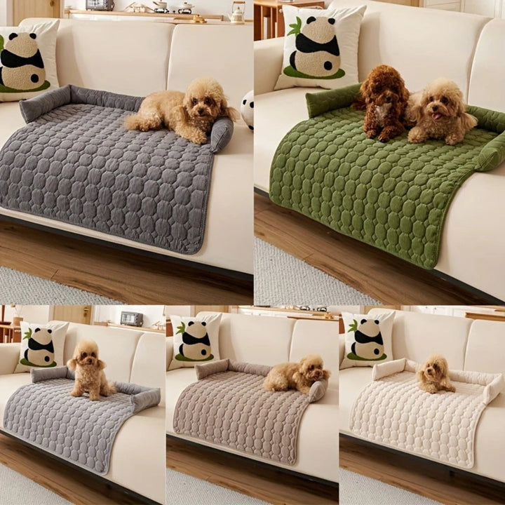 Quilted Protective Sofa Cover with Pet Bed – Green