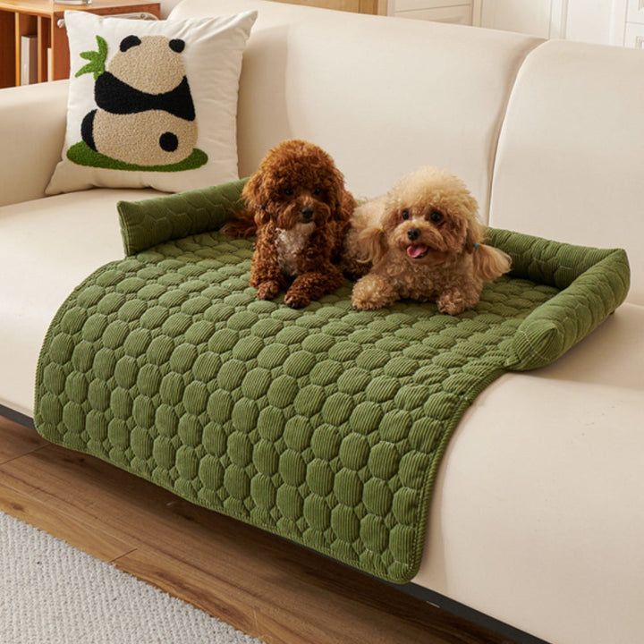 Quilted Protective Sofa Cover with Pet Bed – Green
