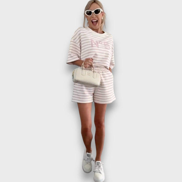 Saoirse – Striped Set with T-Shirt and Shorts