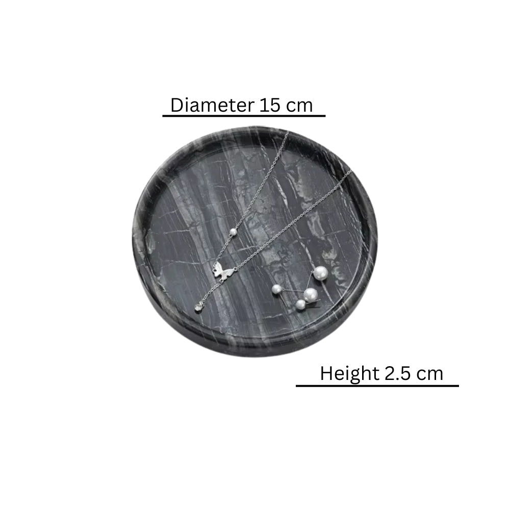 Round Marble Decorative Tray – Black