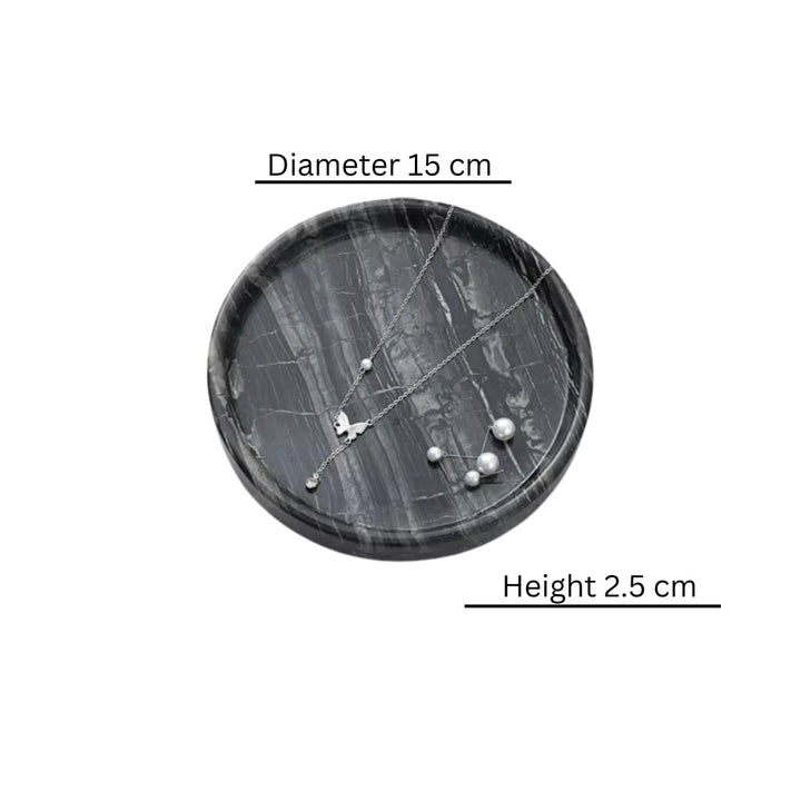 Round Marble Decorative Tray – Black