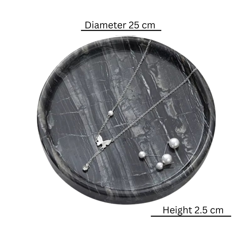 Round Marble Decorative Tray – Black