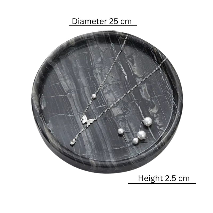 Round Marble Decorative Tray – Black