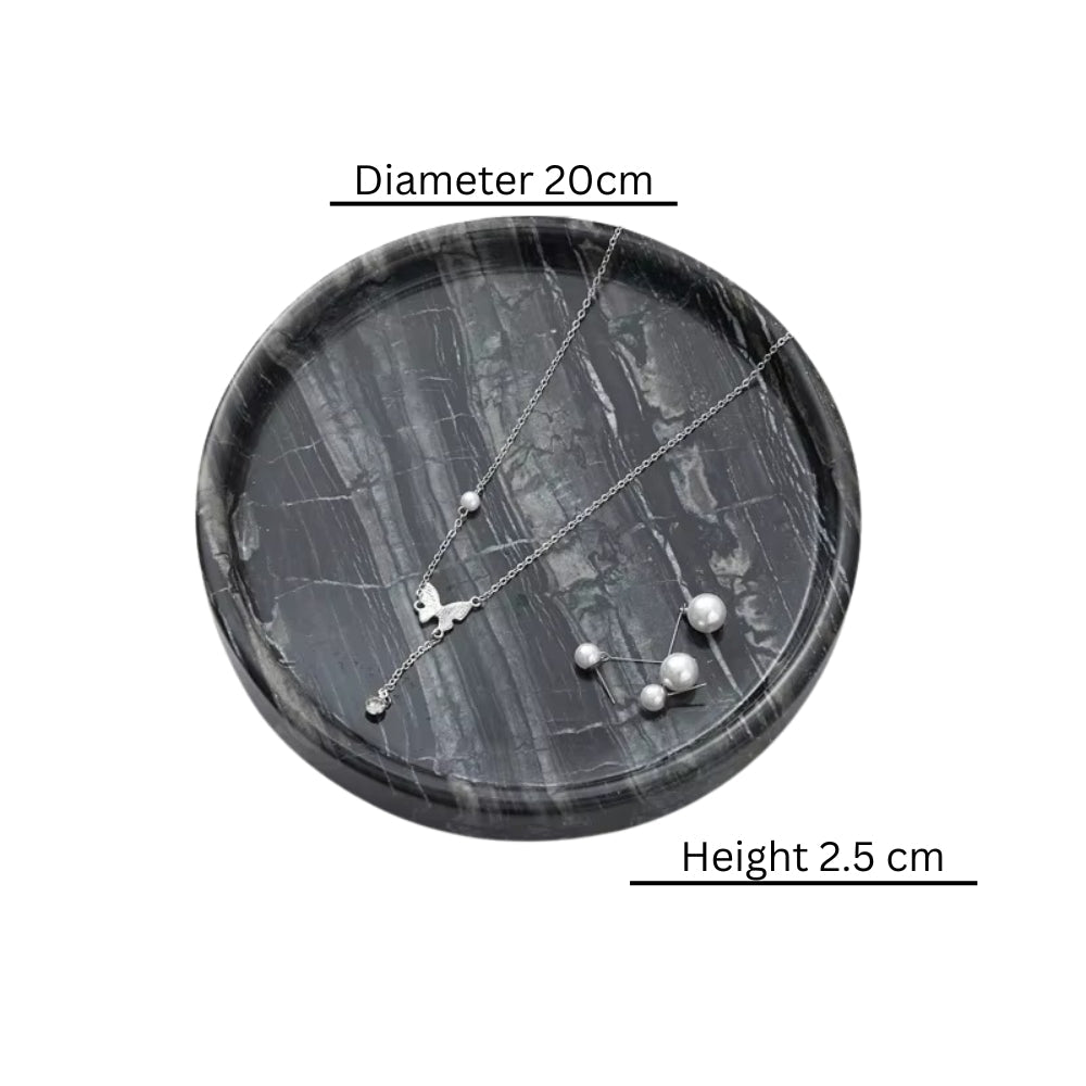 Round Marble Decorative Tray – Black