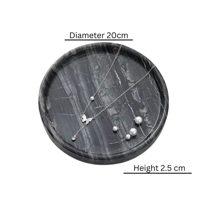 Round Marble Decorative Tray – Black