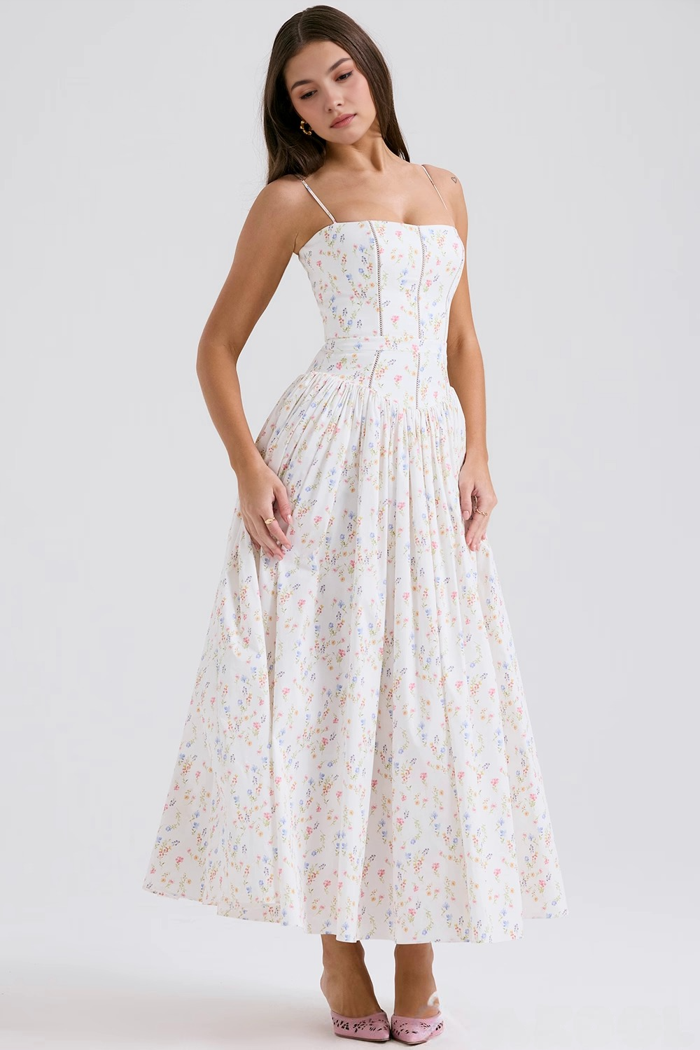 Saoirse – Floral Maxi Dress with Thin Straps