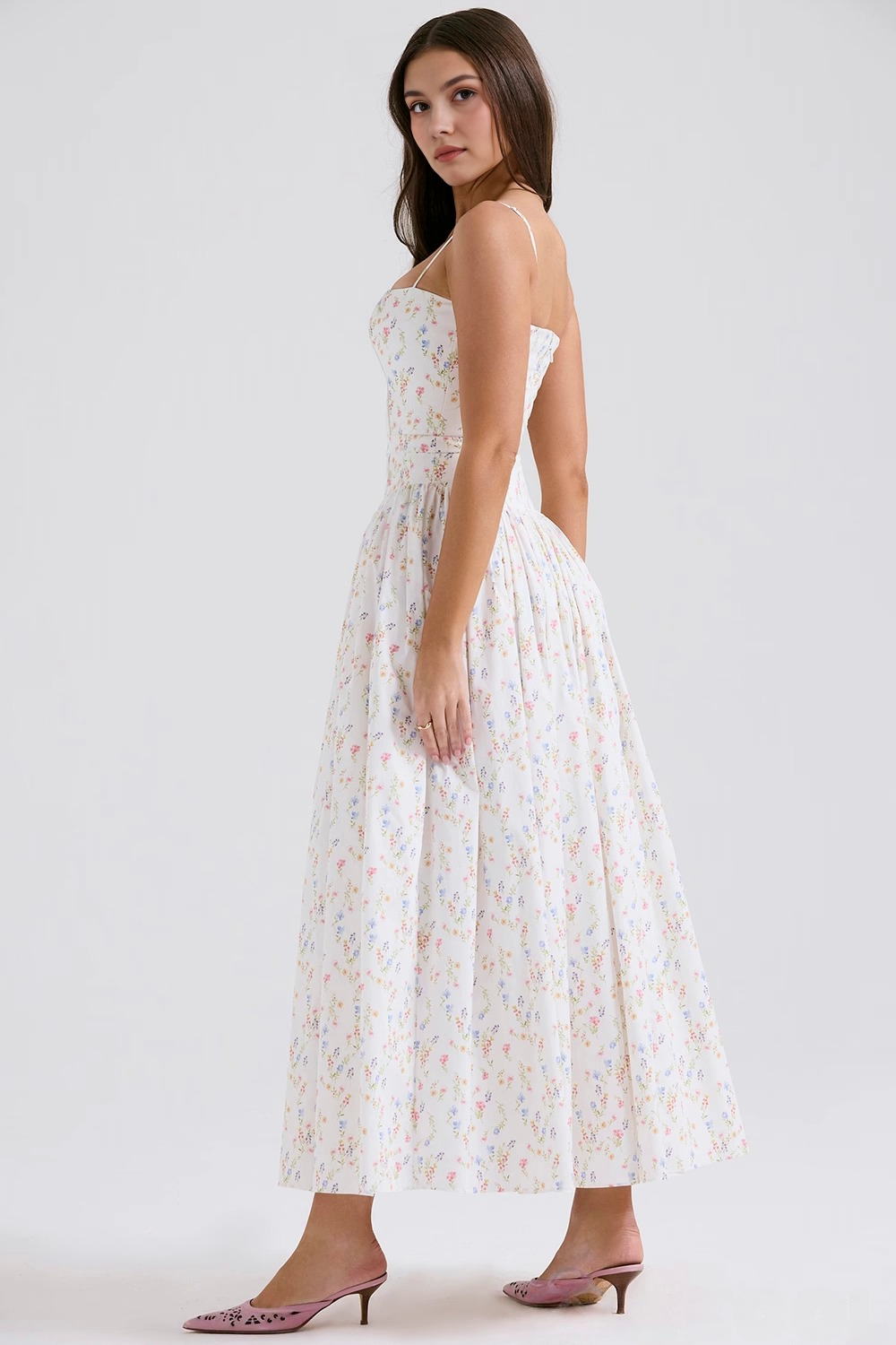 Saoirse – Floral Maxi Dress with Thin Straps