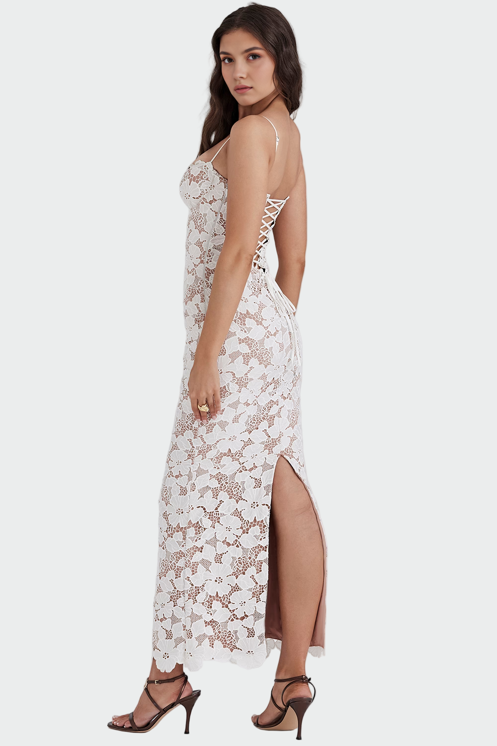 Cara – White Lace Maxi Dress