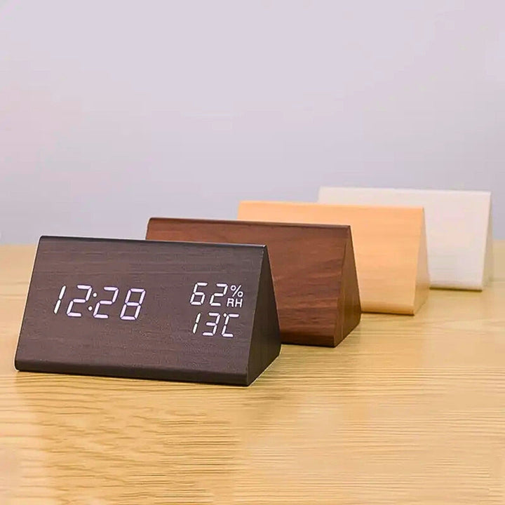 Wooden Digital Alarm Clock with Thermometer