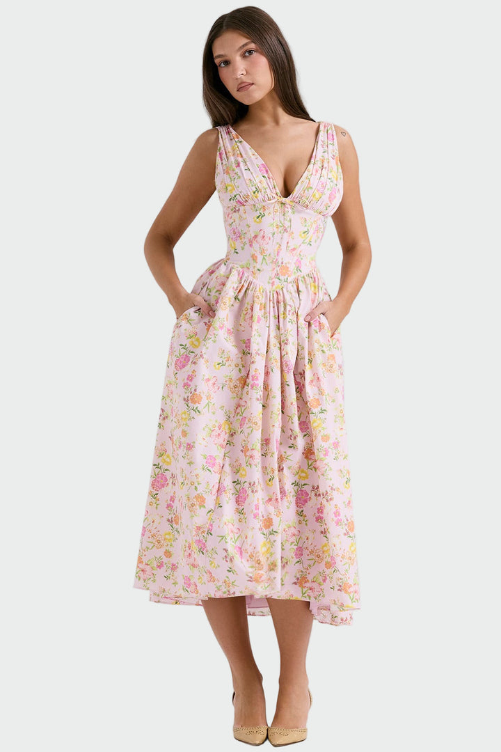 Aoife – Midi Dress with Romantic Floral Pattern