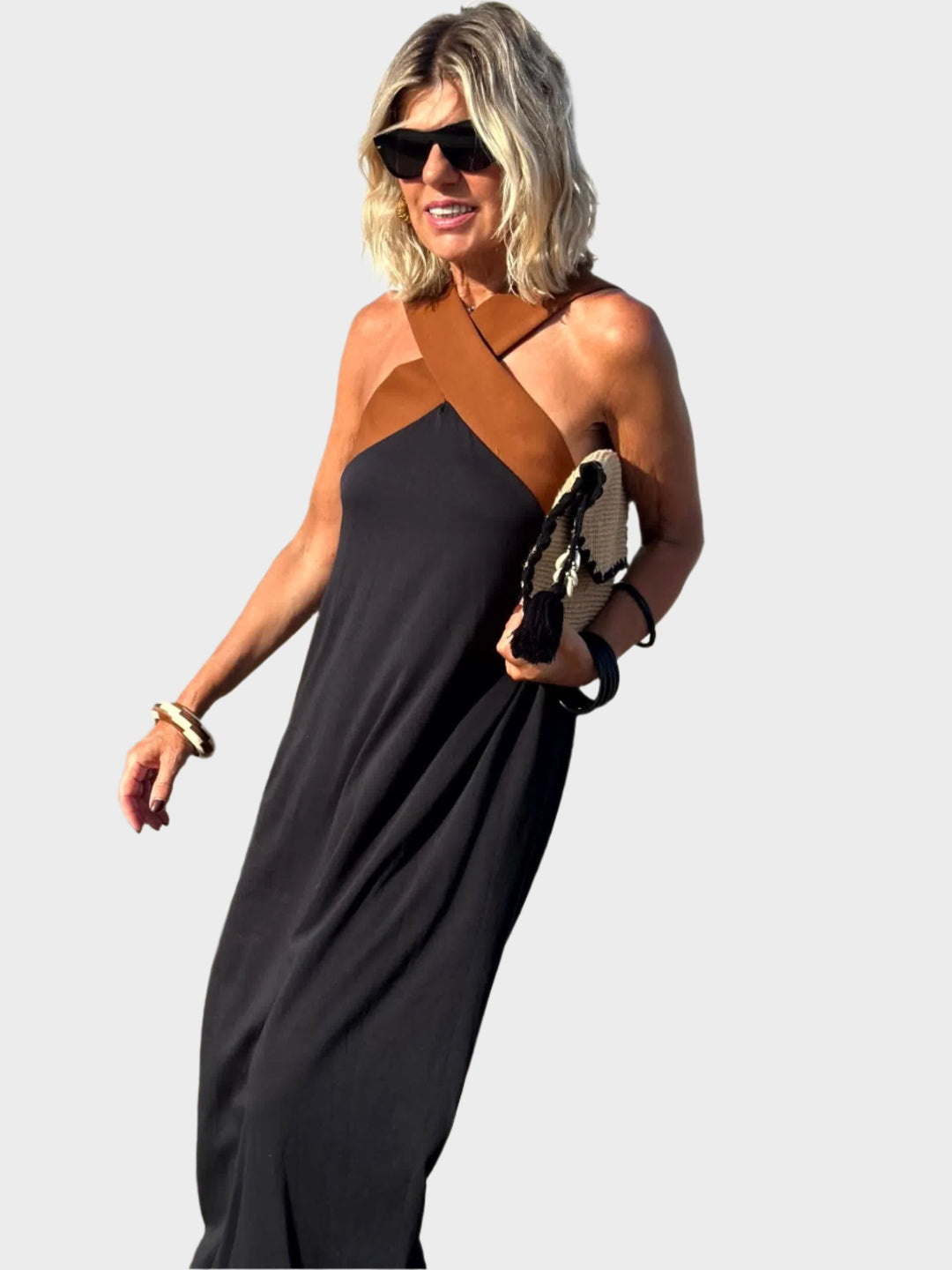 Ciara – Elegant Dress with Open Back and Crossover Neckline