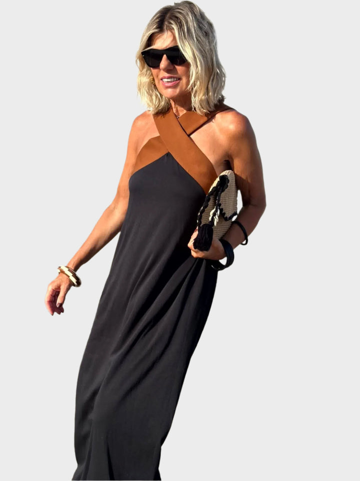 Ciara – Elegant Dress with Open Back and Crossover Neckline