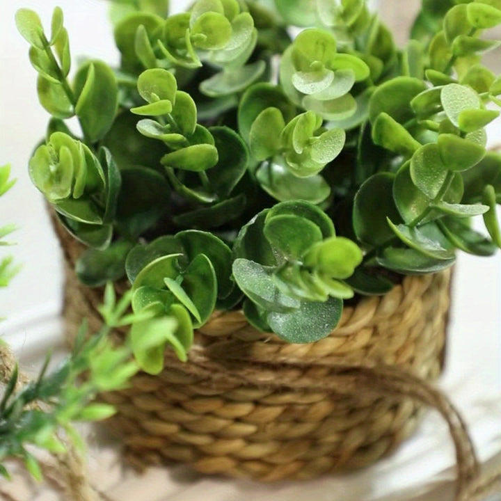 Artificial Hanging Plants in Woven Baskets