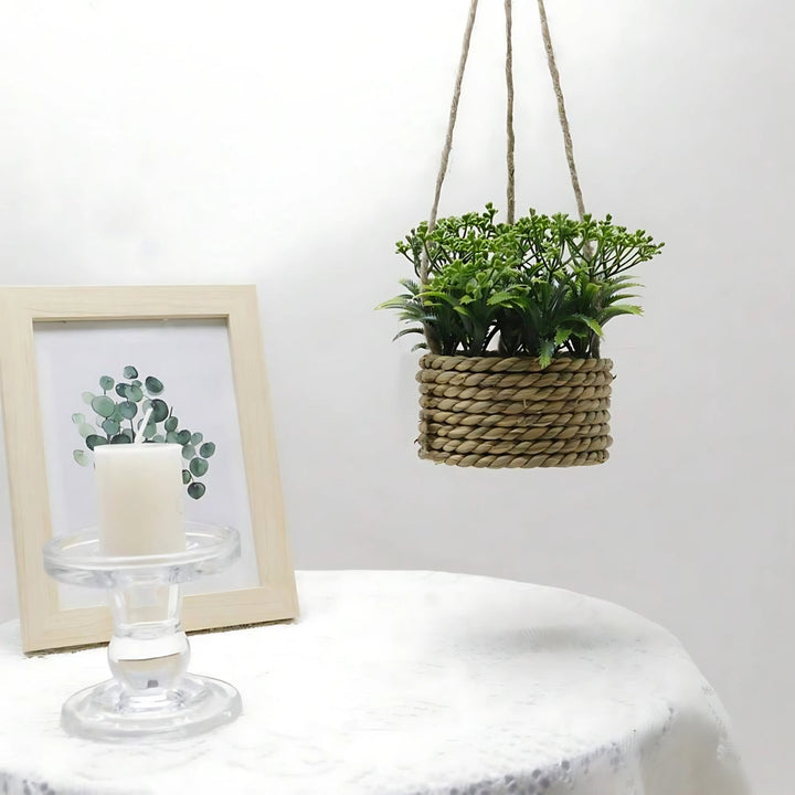 Artificial Hanging Plants in Woven Baskets