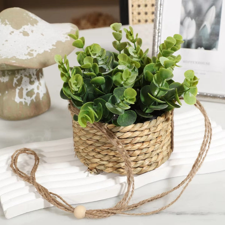 Artificial Hanging Plants in Woven Baskets