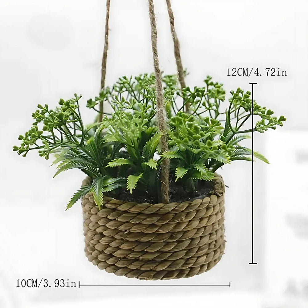 Artificial Hanging Plants in Woven Baskets