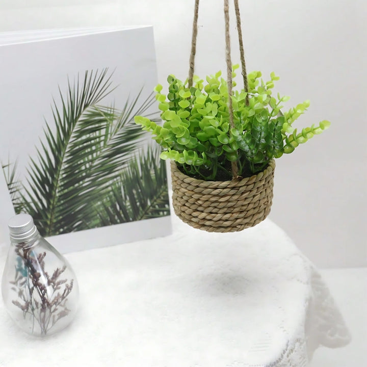 Artificial Hanging Plants in Woven Baskets
