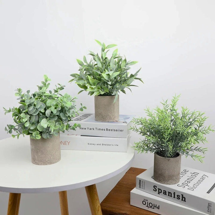 Artificial Plants in Modern Pots (Set of 3)