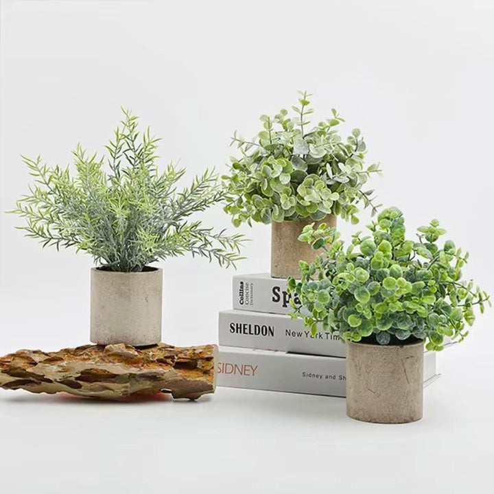Artificial Plants in Modern Pots (Set of 3)