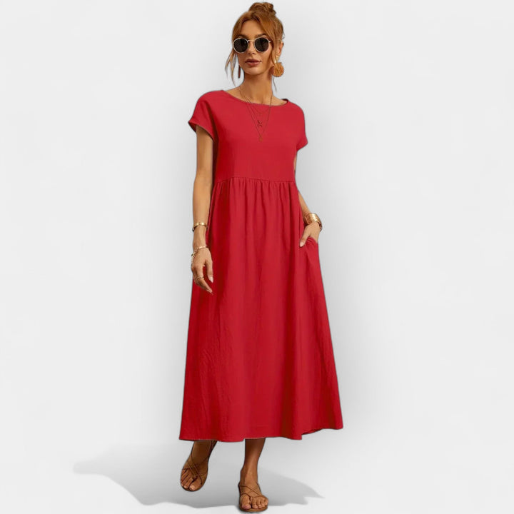 Méabh – Relaxed Cotton Floral Dress with Pockets