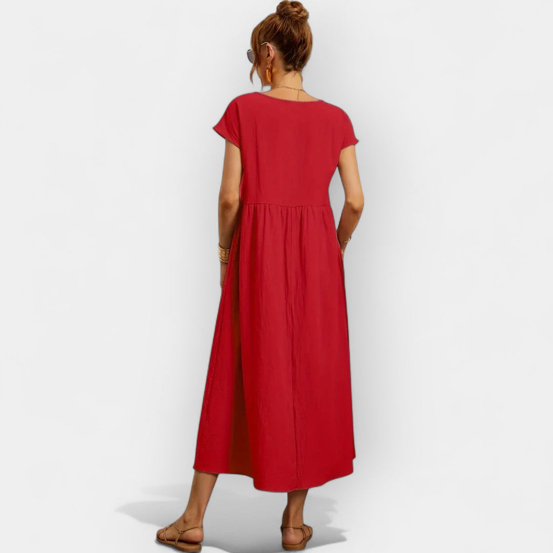 Méabh – Relaxed Cotton Floral Dress with Pockets