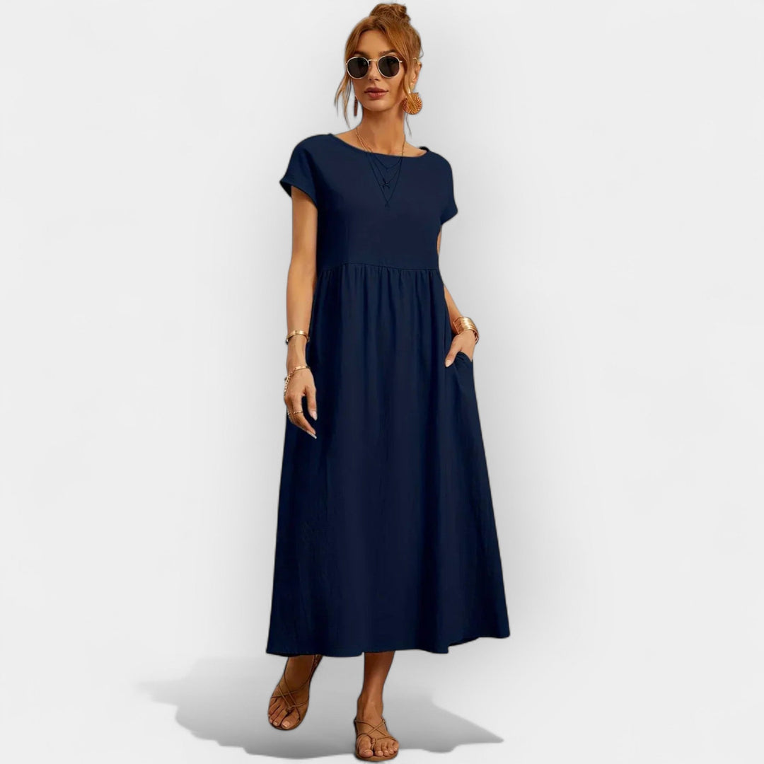 Méabh – Relaxed Cotton Floral Dress with Pockets