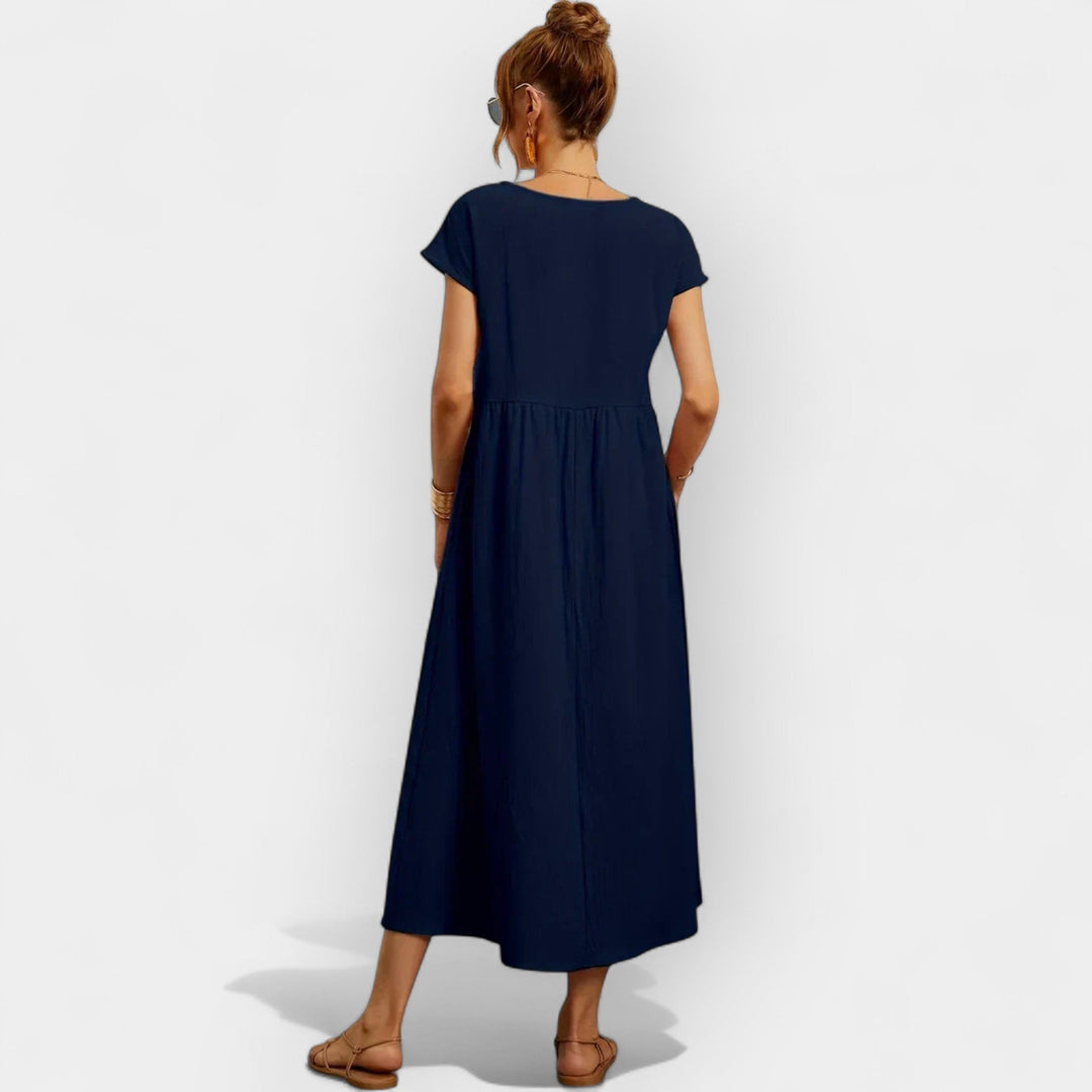 Méabh – Relaxed Cotton Floral Dress with Pockets