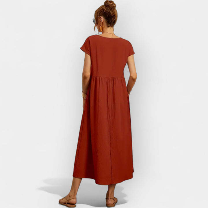 Méabh – Relaxed Cotton Floral Dress with Pockets