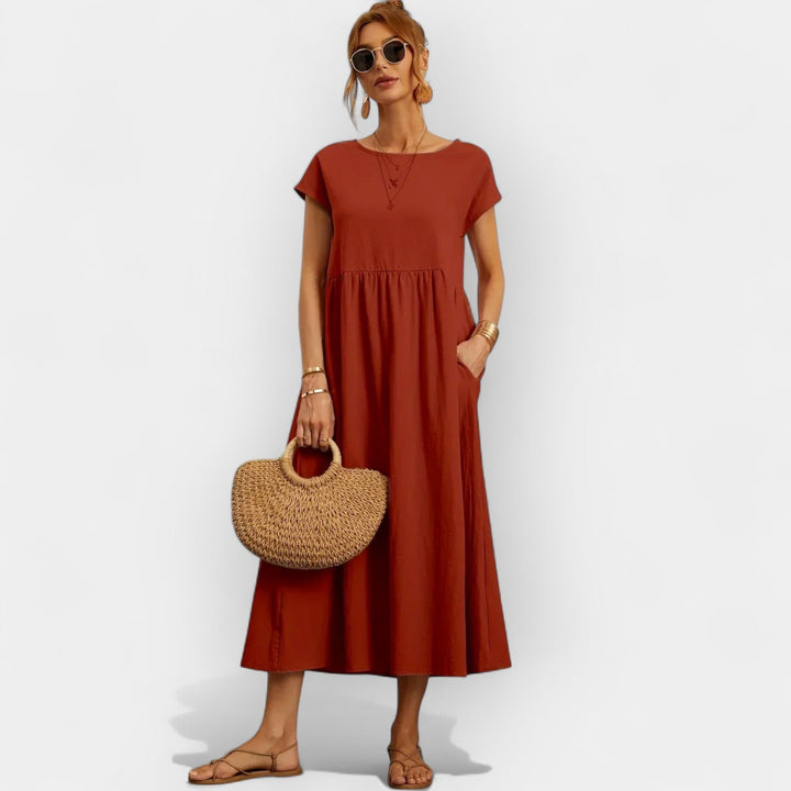 Méabh – Relaxed Cotton Floral Dress with Pockets