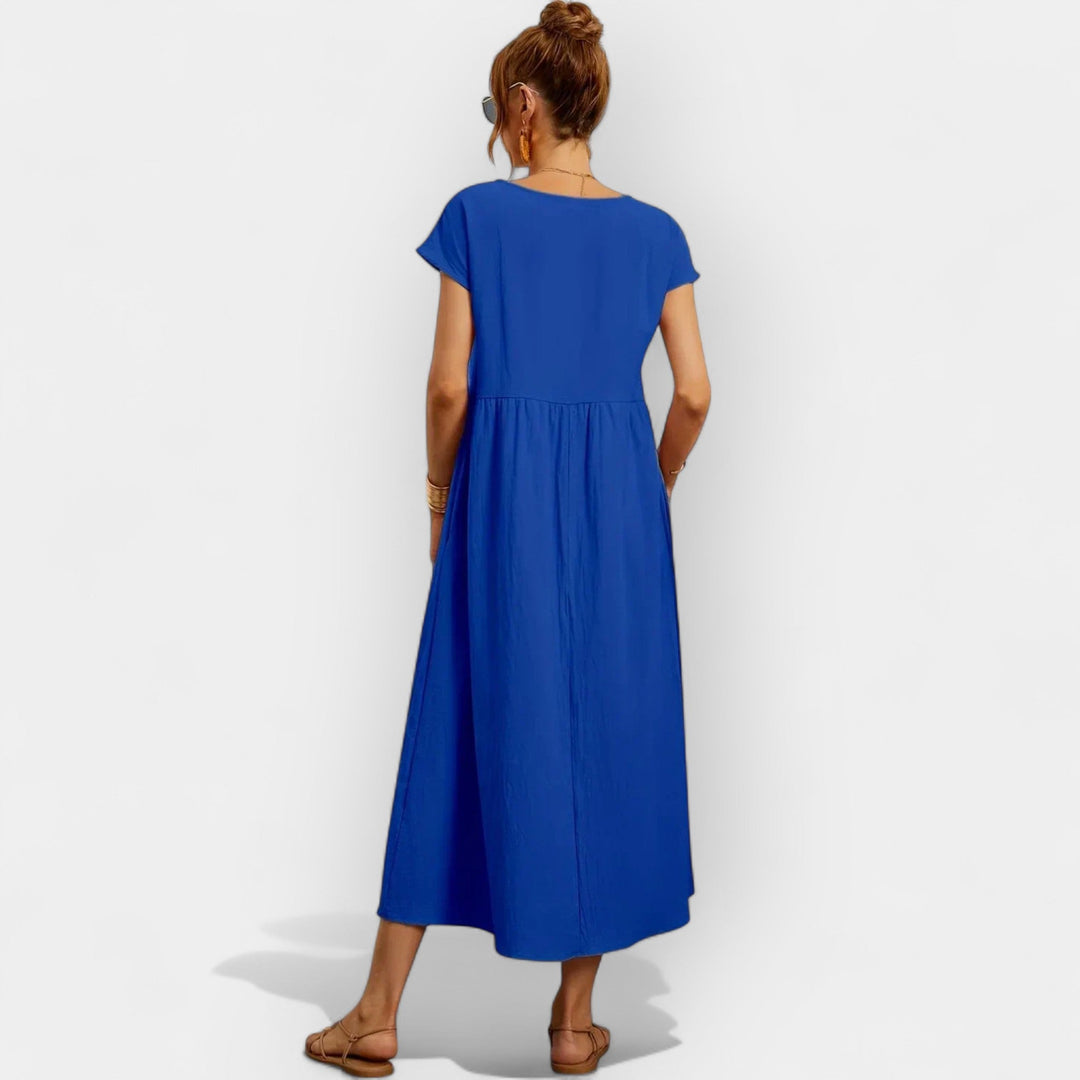 Méabh – Relaxed Cotton Floral Dress with Pockets