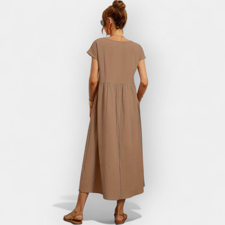 Méabh – Relaxed Cotton Floral Dress with Pockets