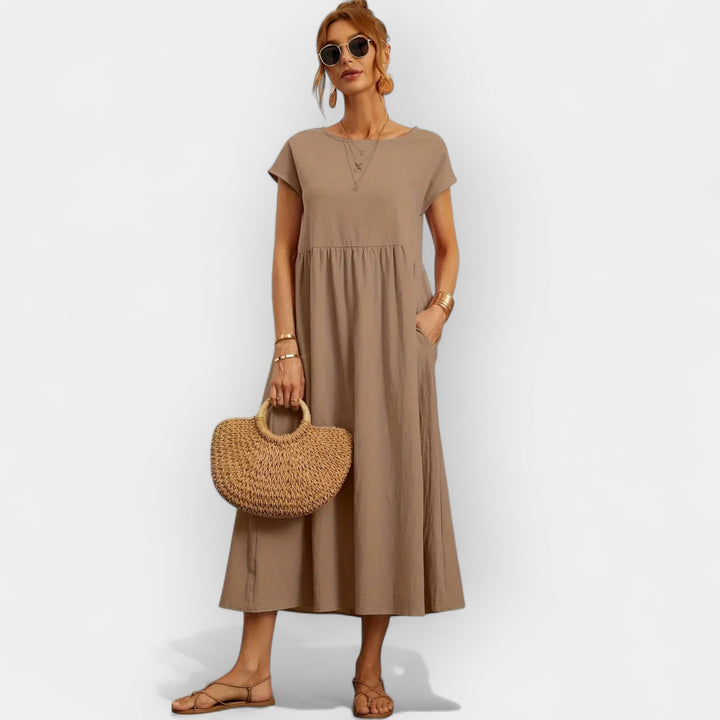 Méabh – Relaxed Cotton Floral Dress with Pockets