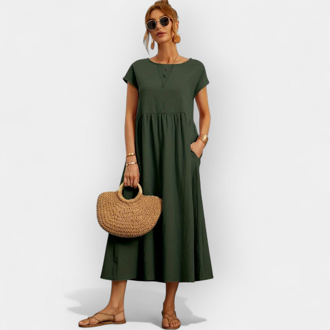 Méabh – Relaxed Cotton Floral Dress with Pockets