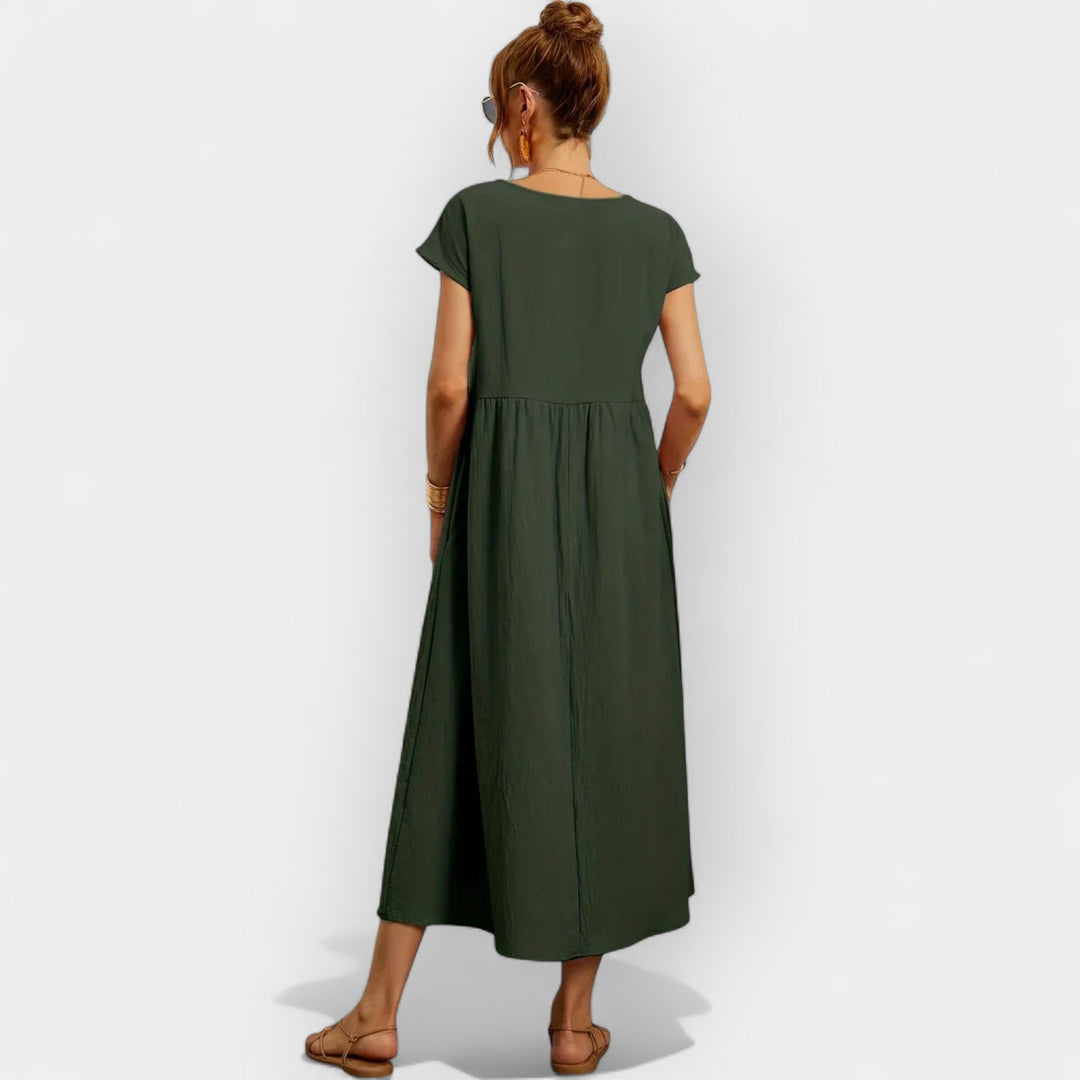 Méabh – Relaxed Cotton Floral Dress with Pockets